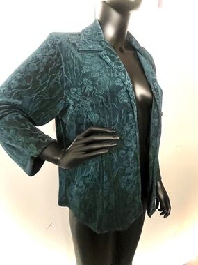 Coldwater Creek Women's Travel Knit Dark Teal Blue Blouse NWT, Size M